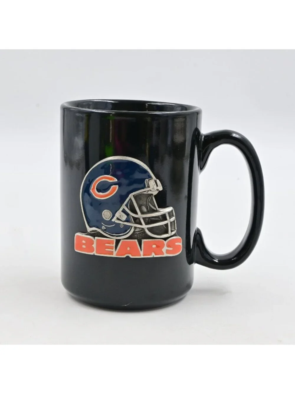 NFL Chicago Bears Mug Black Ceramic Pewter Helmet Logo